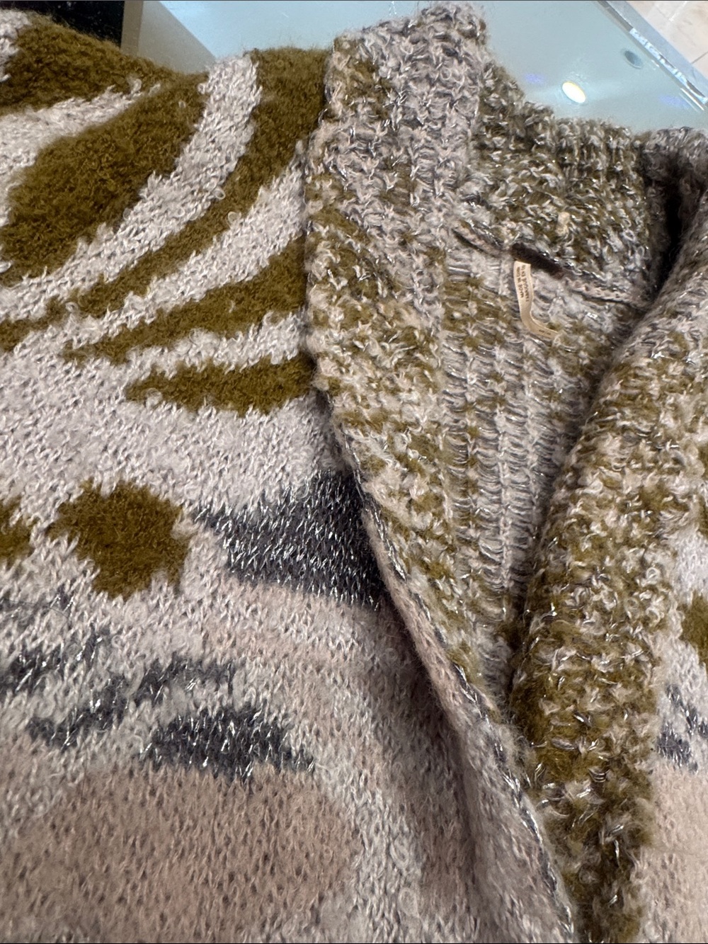 Free People Southwestern Wool Mohair Blend Oversized Cardigan Sweater - Picture 13 of 14
